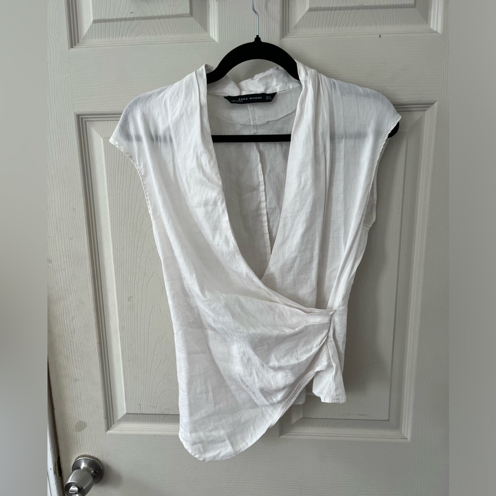 White Zara wrap blouse